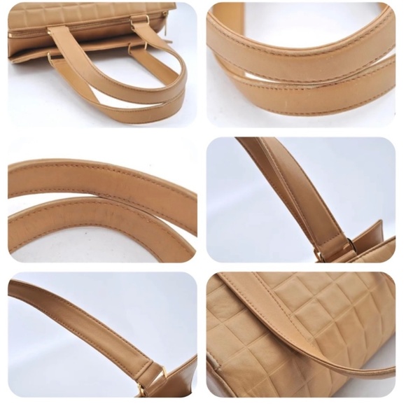 🔥🔥 $2000 CHANEL Chocolate Bar CC Logo Shoulder Hand Bag Beige - Picture 9 of 12